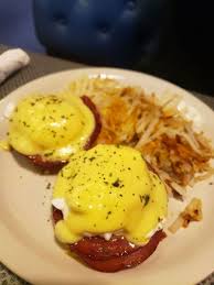 MaryBills Cafe and Elbow Room signature dishes Eggs Benedict, "Spicy Pig" Omelet, Four-Cheese Omelet, Crispy Edge Pancakes, Corned Beef Hash, Homemade Desserts (Toffee-Turvy Apple pie, Key Lime pie, German chocolate dump cake)